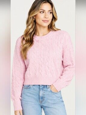 Elegant Pink Cable Knit Sweater